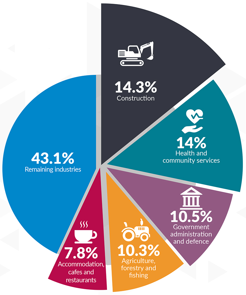 Pie chart showing total serious injury claims by industry
