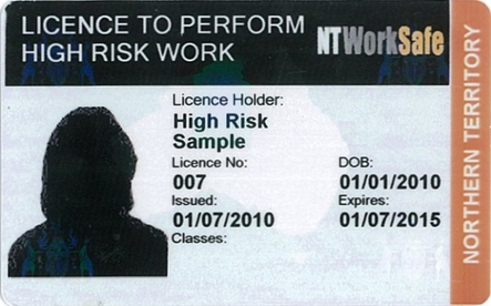 Image of example NT High Risk Work Licence