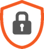 This infographic shows a lock inside a shield shape/