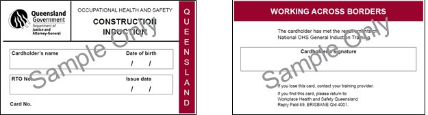 Queensland white card Image shows the construction induction card issued in Queensland.