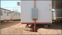 External switchboard on relocatable dwelling This is an image of an externa switchboard on relocatable dwelling