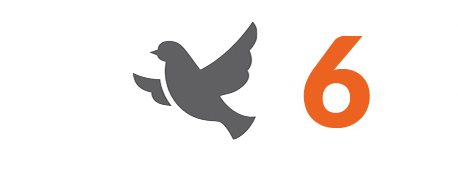 The image shows a grey icon of a dove and the number 6.