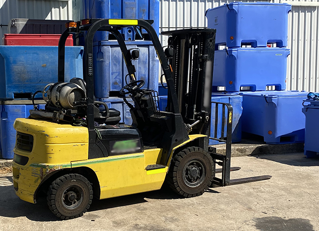 The image shows the LPG forklift used in the incident.