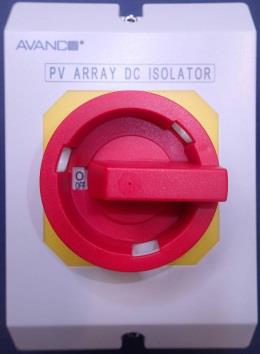 Avanco branded DC isolator switch Image of an Avanco brand switch